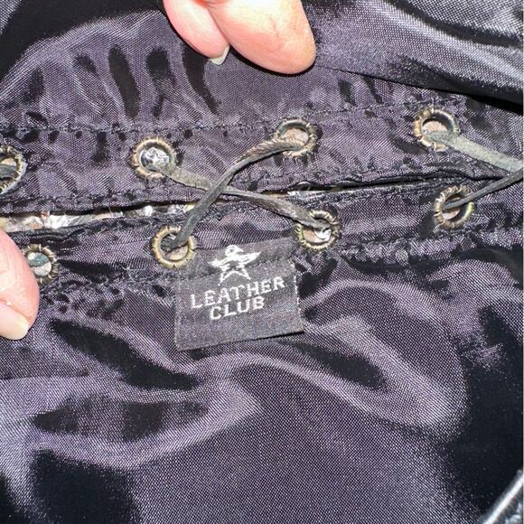 VTG Biker Leather Club Sheep Leather Vest Red Rose Detail Fringe Concho Sz Small - Picture 5 of 6